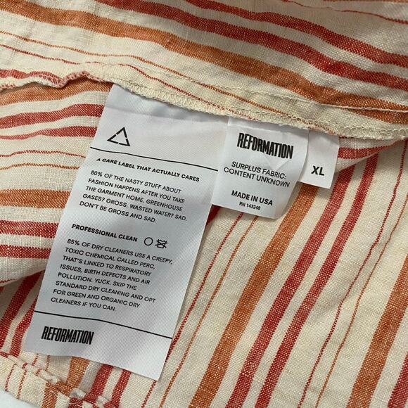 Reformation Linen Midi Dress Drop Back Women's Size XL Beach Lounge Natural - Picture 5 of 8